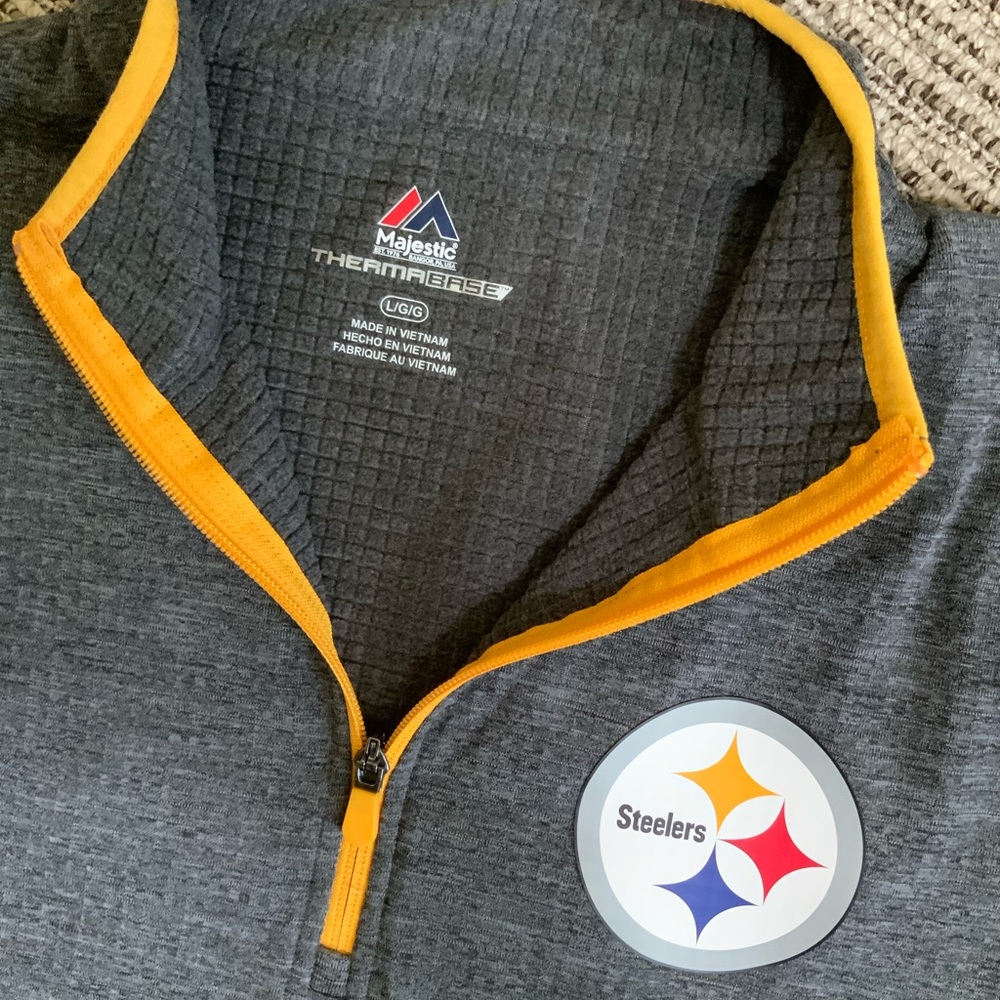 Majestic Gray and Gold Steelers Pullover